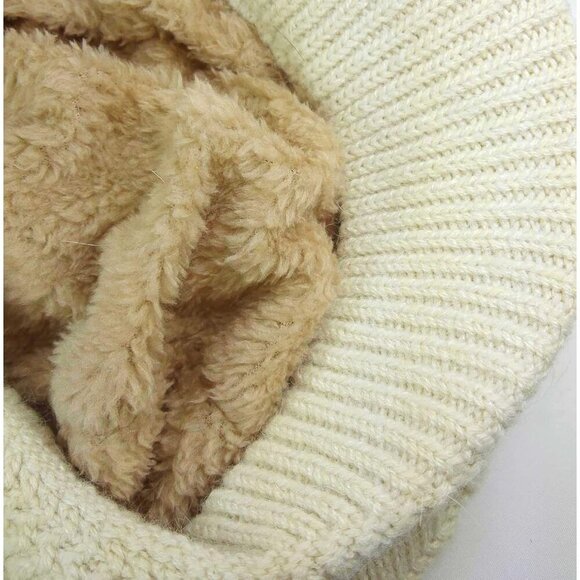 〽️ Women’s _2hats(black+beige) Winter Warm Knit Wool Snow Ski Hat with Visor main image 8